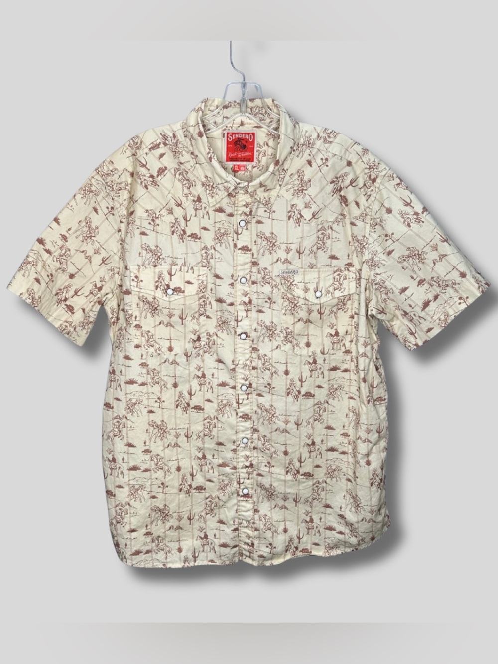 Sendero Provisions XL Western Cowboy Rodeo Print Button Up Shirt